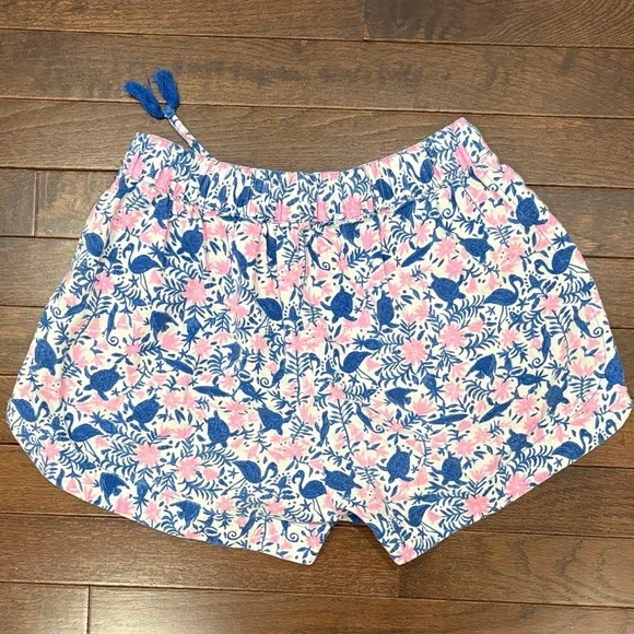 Vineyard Vines Tropical Turtle & Flamingo Print Linen Blend Shorts XS Blue Pink - Picture 7 of 11